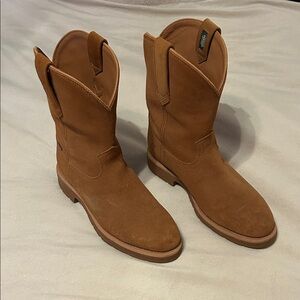 Tecovas Suede Western Pull-On Boots - Tan Brown